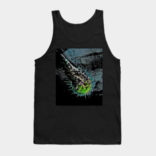 Digital collage and special processing. Fist full of spikes. Horror, bizarre. Grayscale, aquamarine and green. Tank Top